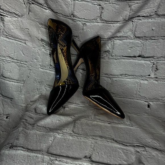 Jessica Simpson Pheeby Patent Snake Print Translucent Office Siren Pump Sz 8 GUC - Picture 9 of 12